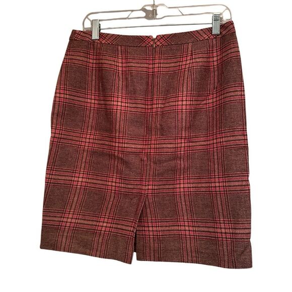 Talbots pink and brown wool plaid skirt- size 8p - Picture 2 of 7